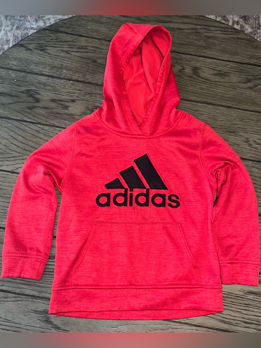 Adidas Youth 6Y Red Black Graphic Print Logo Long Sleeve Hoodie